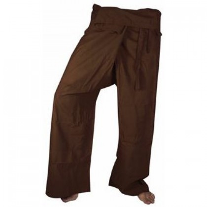 Large Fisherman Pants - Brown Cotton